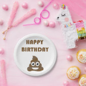 Funny Cute Happy Birthday Poop Emoji Papieren Bordje (Feest)