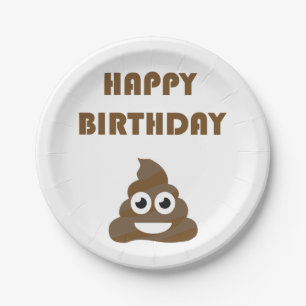 Funny Cute Happy Birthday Poop Emoji Papieren Bordje
