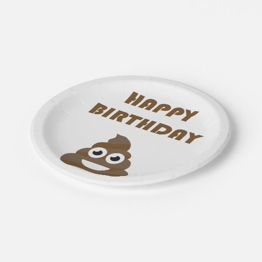 Funny Cute Happy Birthday Poop Emoji Papieren Bordje (Gekanteld)