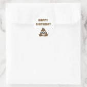 Funny Cute Happy Birthday Poop Emoji Ronde Sticker (Tas)