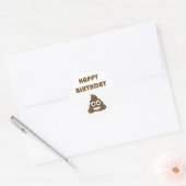 Funny Cute Happy Birthday Poop Emoji Ronde Sticker (Envelop)