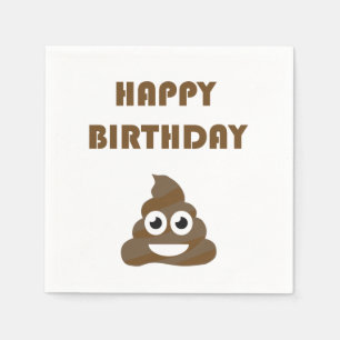 Funny Cute Happy Birthday Poop Emoji Servetten