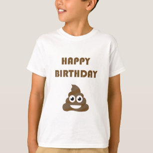 Funny Cute Happy Birthday Poop Emoji T-shirt