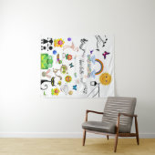 Funny Cute Happy Cartoon Characters personaliseren Wandkleed (In Situ (horizontaal))