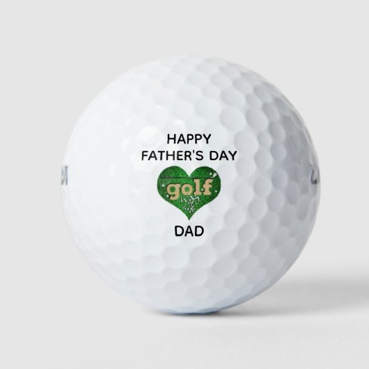 Funny Cute Happy Fathers Day Dad Heart Golfer Golfballen (Voorkant)
