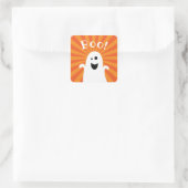 Funny Cute Happy Ghost Boo Halloween Party Decor Vierkante Sticker (Tas)