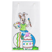 Funny Cute Happy Paast Bunny Painting Eggs Klein Cadeauzakje (Voorkant)