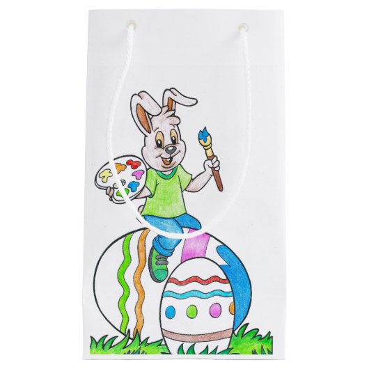 Funny Cute Happy Paast Bunny Painting Eggs Klein Cadeauzakje (Voorkant)