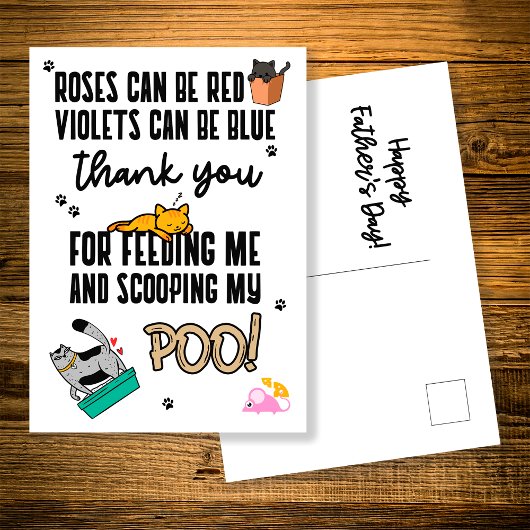 Funny Cute Happy Vaderdag uit kat Briefkaart