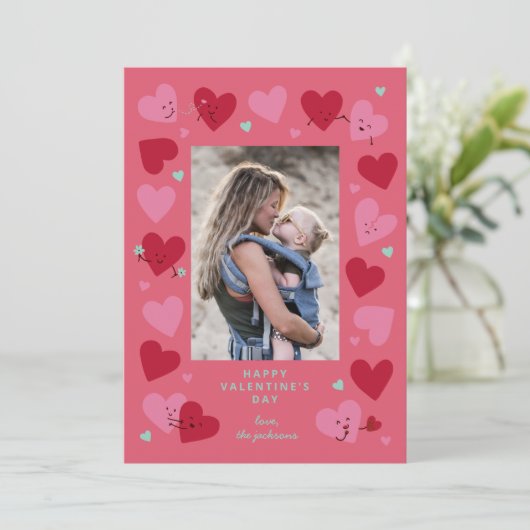 Funny Cute Hearts Kaart (Staand voorkant)