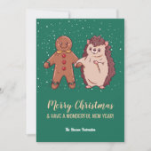 Funny Cute Hedegel Merry KerstHappy Nieuwjaar Feestdagenkaart (Voorkant)