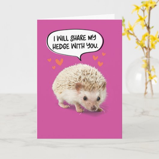 Funny Cute Hedgel Birthday Kaart (Gele Bloem)