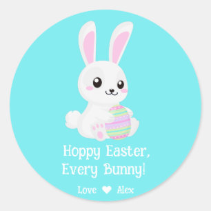 Funny Cute Hoppy Easter Elke Bunny Turquoise Ronde Sticker