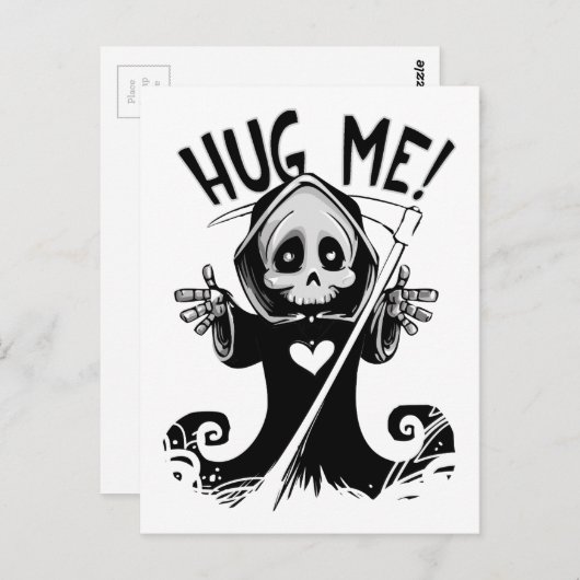 Funny Cute Hug me Grim Reaper Briefkaart (Voorkant / Achterkant)