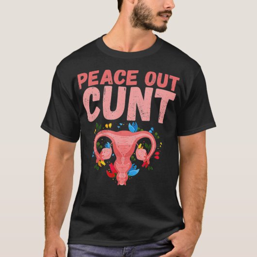 Funny Cute Hysterectomy Peace Out Uterus  T-shirt (Voorkant)