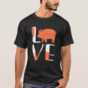 Funny Cute I Love Pig Boerderij Animal Pig Gif T-shirt
