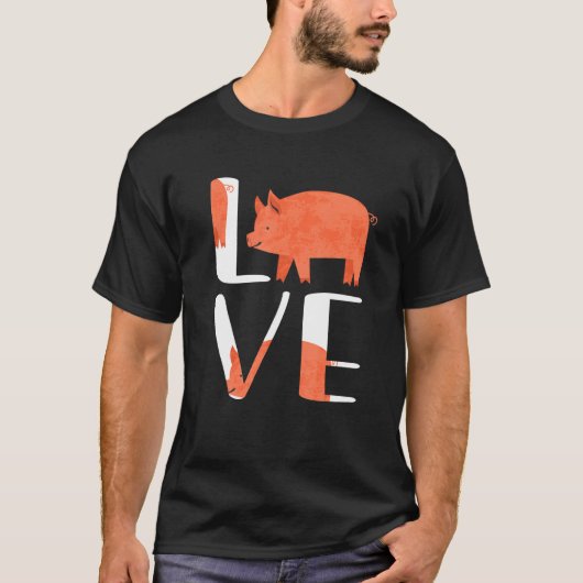 Funny Cute I Love Pig Boerderij Animal Pig Gif T-shirt (Voorkant)