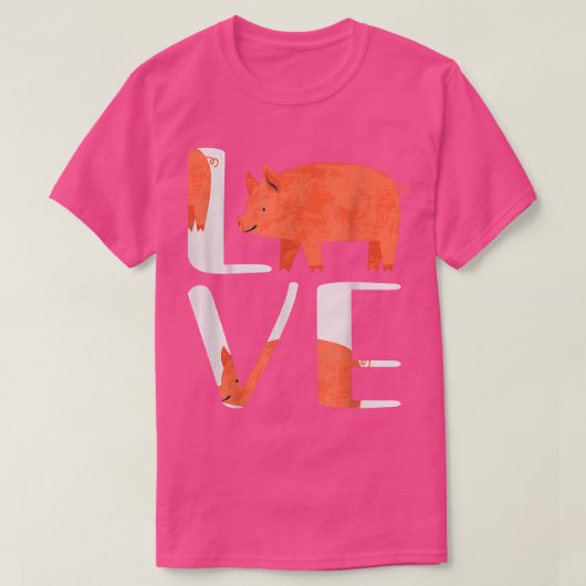 Funny Cute I Love Pig Shirt Farm  (Design voorkant)