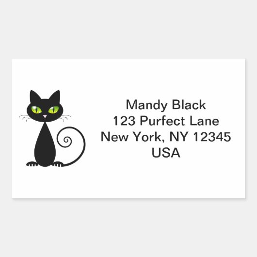 Funny Cute, ik heb de aankondiging van Black Cat v Rechthoekige Sticker (Voorkant)