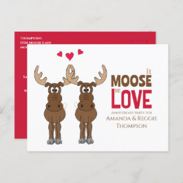 Funny Cute Jubileum Party Whimsical Moose Briefkaart