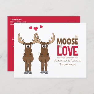 Funny Cute Jubileum Party Whimsical Moose Briefkaart