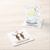 Funny Cute Jubileum Party Whimsical Moose Kartonnen Onderzetters (Insitu)