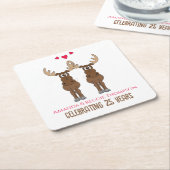 Funny Cute Jubileum Party Whimsical Moose Kartonnen Onderzetters (Schuin)