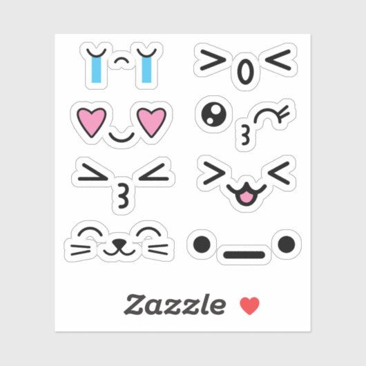 Funny Cute Kawaii Anime wordt geconfronteerd met S Sticker (Vel)