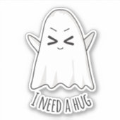 Funny Cute Kawaii Halloween Ghost Custom Cut Sticker (Voorkant)