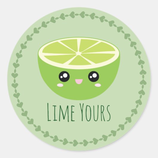 Funny Cute Kawaii Limoen Yours I's Fruit Pun Ronde Sticker (Voorkant)