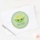 Funny Cute Kawaii Limoen Yours I's Fruit Pun Ronde Sticker (Envelop)