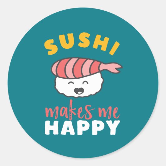 Funny Cute Kawaii Sushi Japans voedselplan Ronde Sticker (Voorkant)