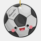Funny Cute Kawaii Voetbal Kinder gepersonaliseerd Keramisch Ornament (Achterkant)