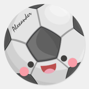 Funny Cute Kawaii Voetbal Kinder gepersonaliseerd Ronde Sticker