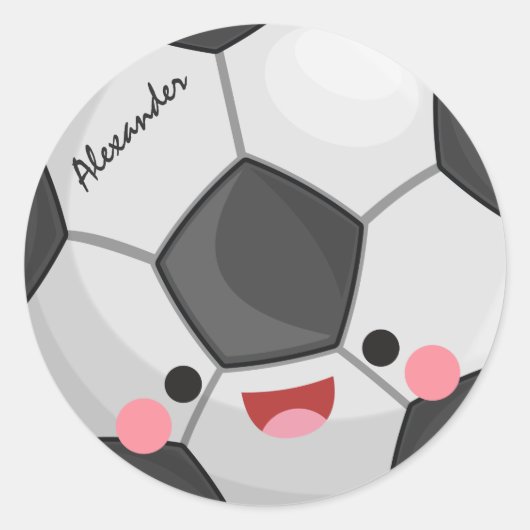 Funny Cute Kawaii Voetbal Kinder gepersonaliseerd Ronde Sticker (Voorkant)