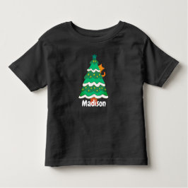 Funny Cute kerstboomkat gepersonaliseerd Kinder Shirts