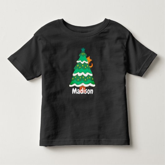 Funny Cute kerstboomkat gepersonaliseerd Kinder Shirts (Voorkant)