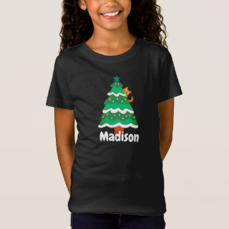 Funny Cute kerstboomkat gepersonaliseerd T-shirt