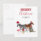 Funny Cute Kerstdieren Santa Hats Lights Feestdagenkaart (Voorkant / Achterkant)