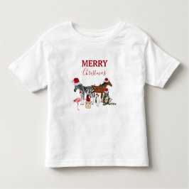 Funny Cute Kerstdieren Santa Hats Lights Kinder Shirts