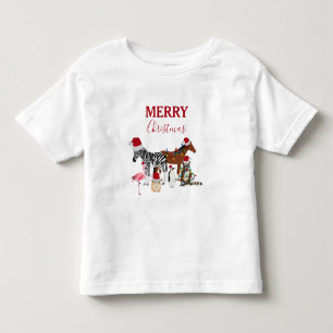 Funny Cute Kerstdieren Santa Hats Lights Kinder Shirts
