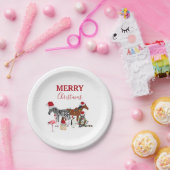 Funny Cute Kerstdieren Santa Hats Lights Papieren Bordje (Feest)