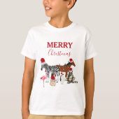 Funny Cute Kerstdieren Santa Hats Lights T-shirt (Voorkant)