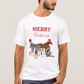 Funny Cute Kerstdieren Santa Hats Lights T-shirt (Voorkant)