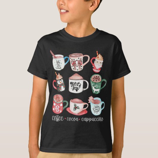 Funny Cute Kerstmis Mok Drink Hot Ccoa Coffee C T-shirt (Voorkant)