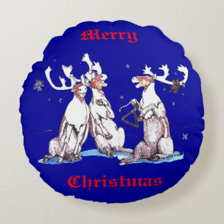 Funny Cute Kerstmis Singing Cariou Rond Kussen