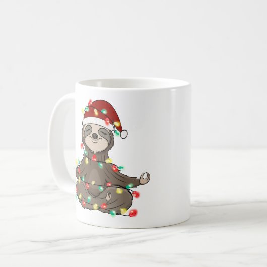 Funny Cute Kerstmis Sloth Koffiemok (Voorkant links)