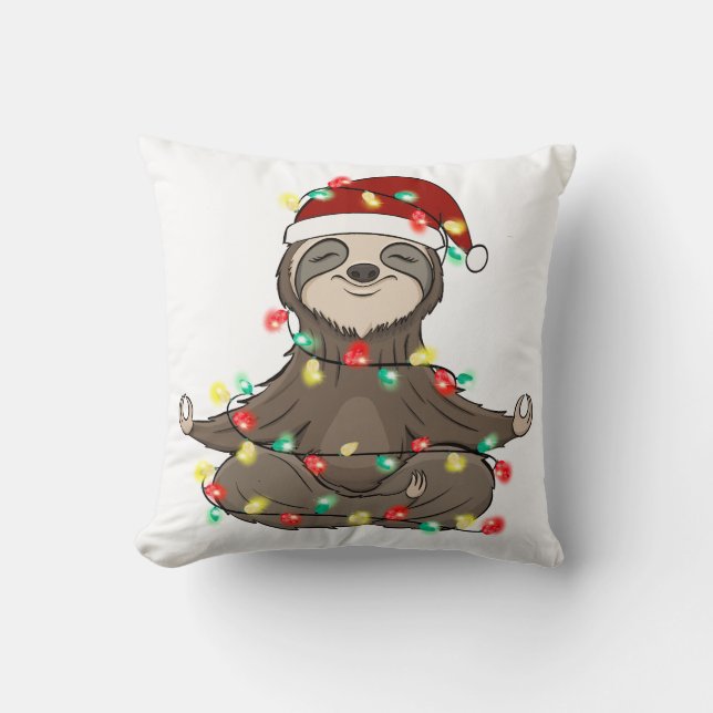 Funny Cute Kerstmis Sloth Kussen (Voorkant)