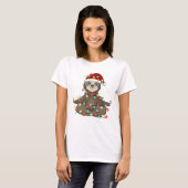 Funny Cute Kerstmis Sloth T-shirt (Voorkant volledig)
