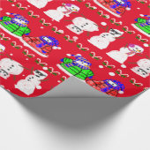 Funny Cute Kerstmis Snowmen Cadeaupapier (Hoek)